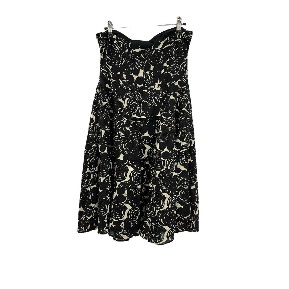 The Limited Event Dress Womens 6 Mini Floral Tiered Strapless Black White Party - Picture 2 of 4